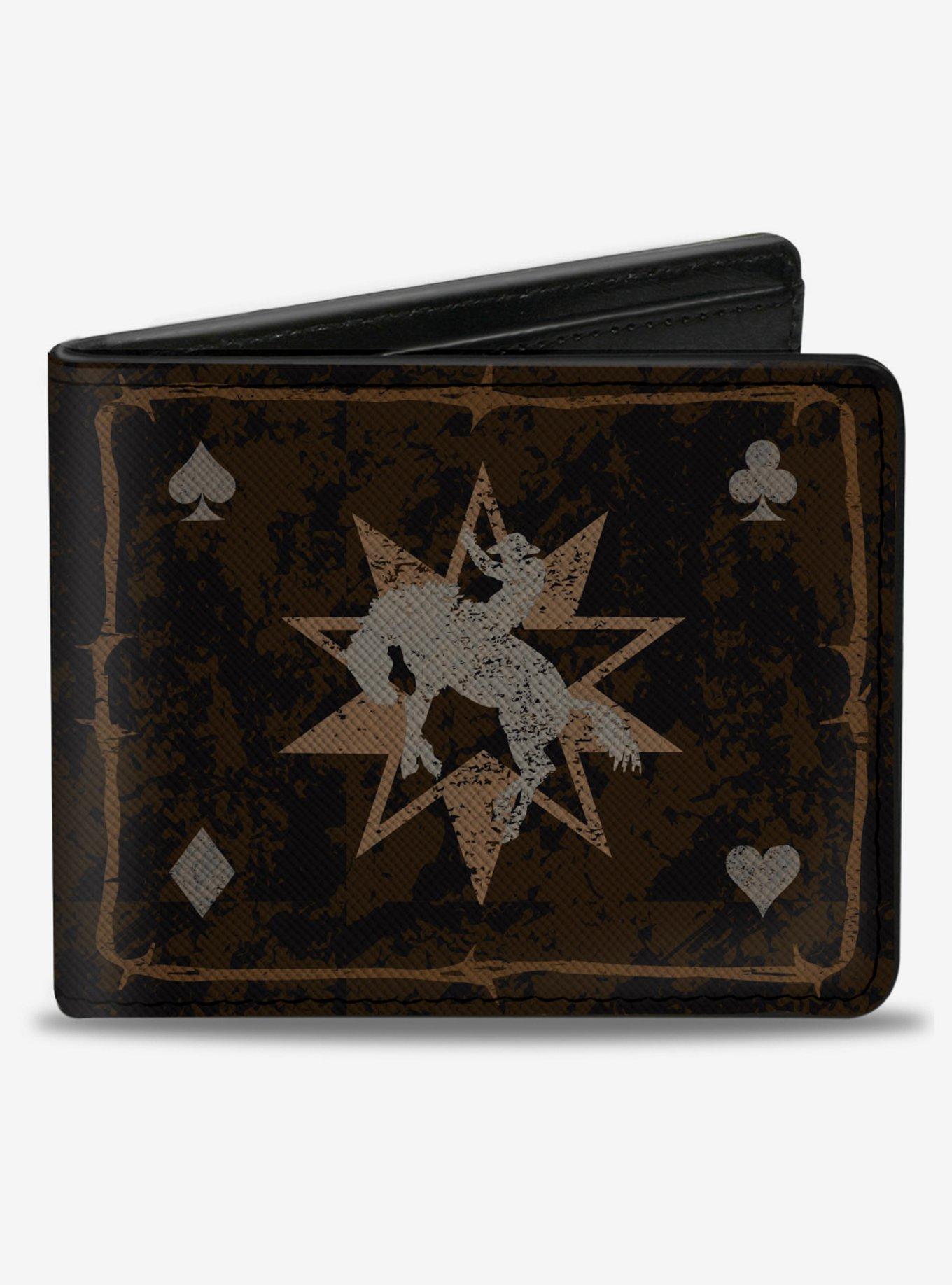 Western No Guts No Glory Skull and Crossbones Bifold Wallet