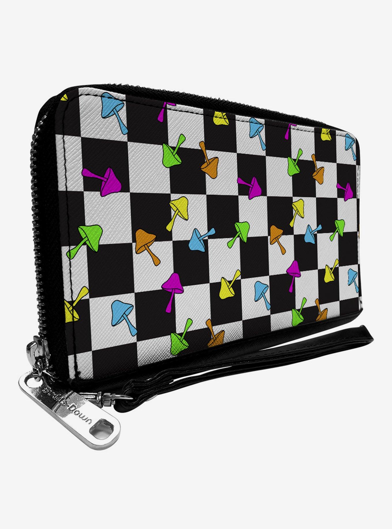 Mushrooms Scattered Checker Zip Around Wallet, , hi-res