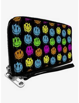 Smiley Faces Melted Mini Repeat Zip Around Wallet, , hi-res