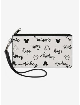Disney Mickey and Minnie Mouse Script Doodles Canvas Zip Clutch Wallet, , hi-res
