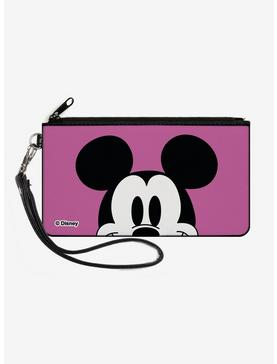 Disney Mickey Mouse Face Character Close Up Canvas Zip Clutch Wallet, , hi-res