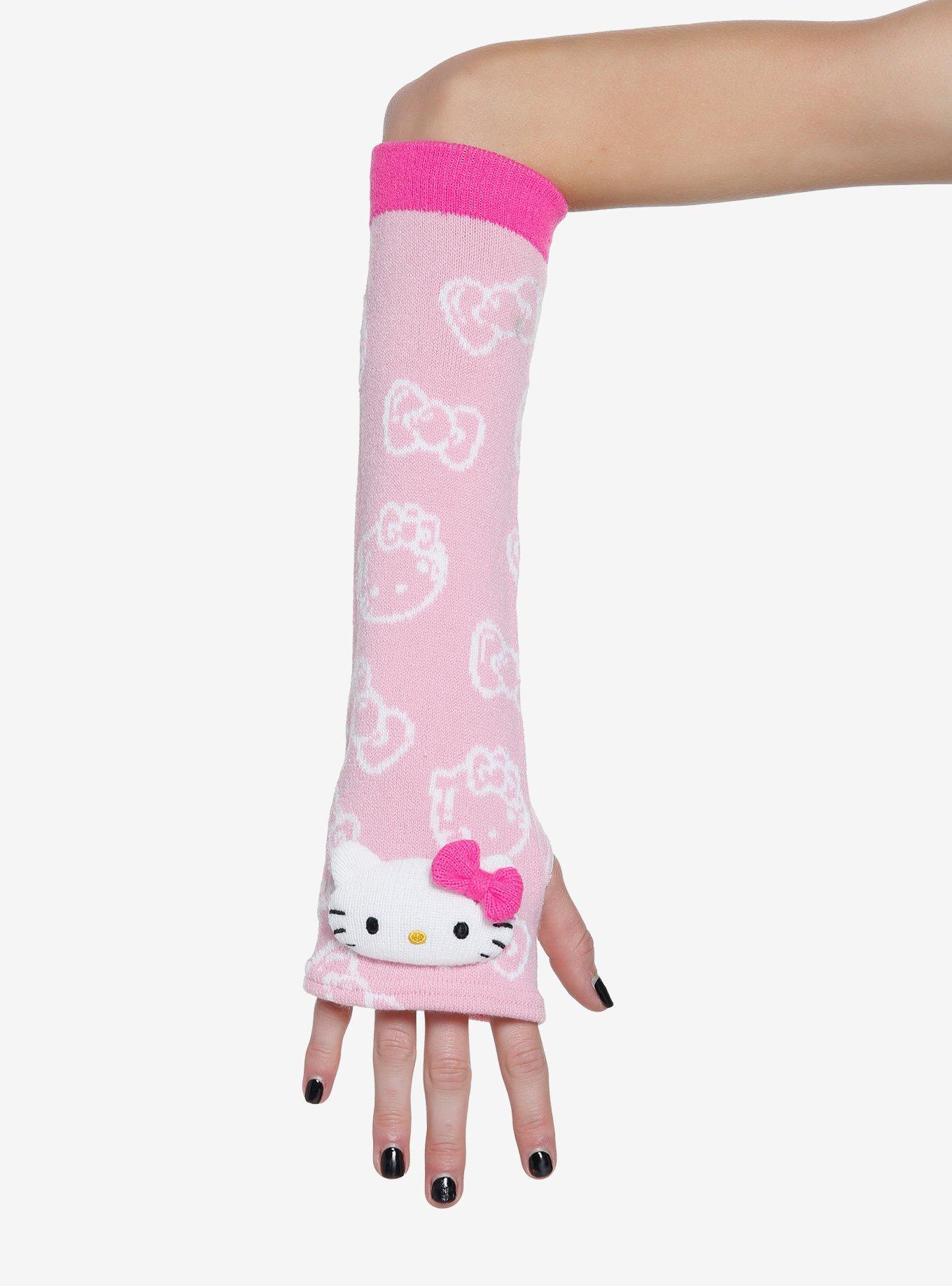 Hello Kitty Pink Plush Arm Warmers, , hi-res