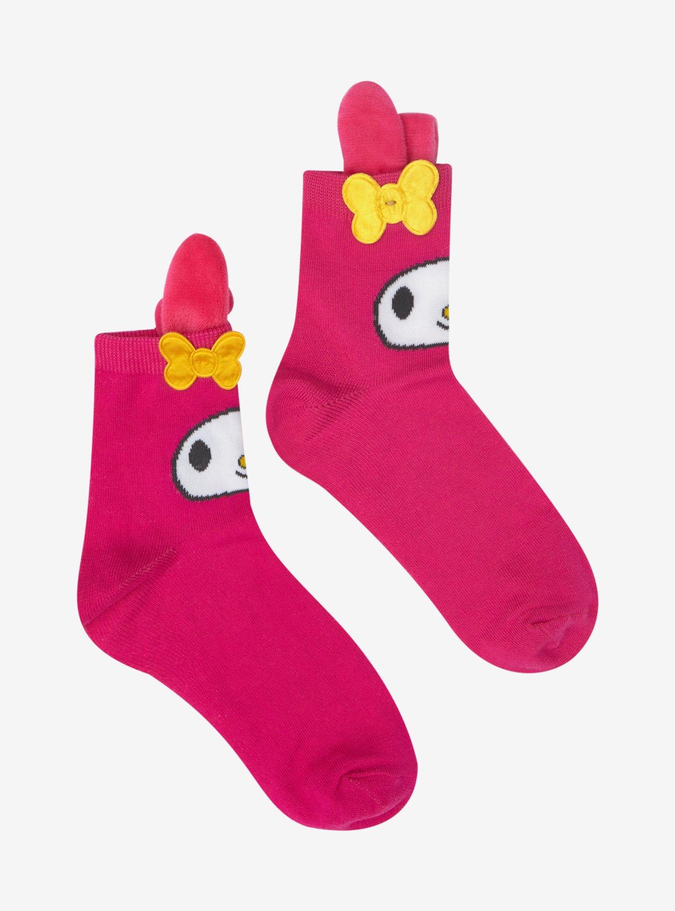 My Melody 3D Ears & Bow Ankle Socks, , hi-res