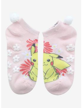 Pokemon Pikachu Floral Pom No-Show Grip Socks, , hi-res