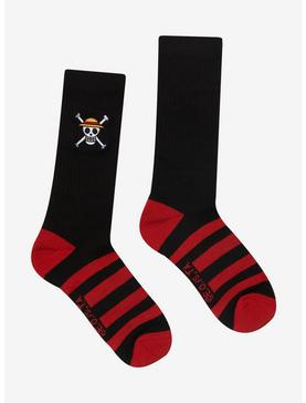 One Piece Straw Hats Jolly Roger Embroidered Crew Socks, , hi-res