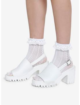 White Crochet Lace Ankle Socks, , hi-res