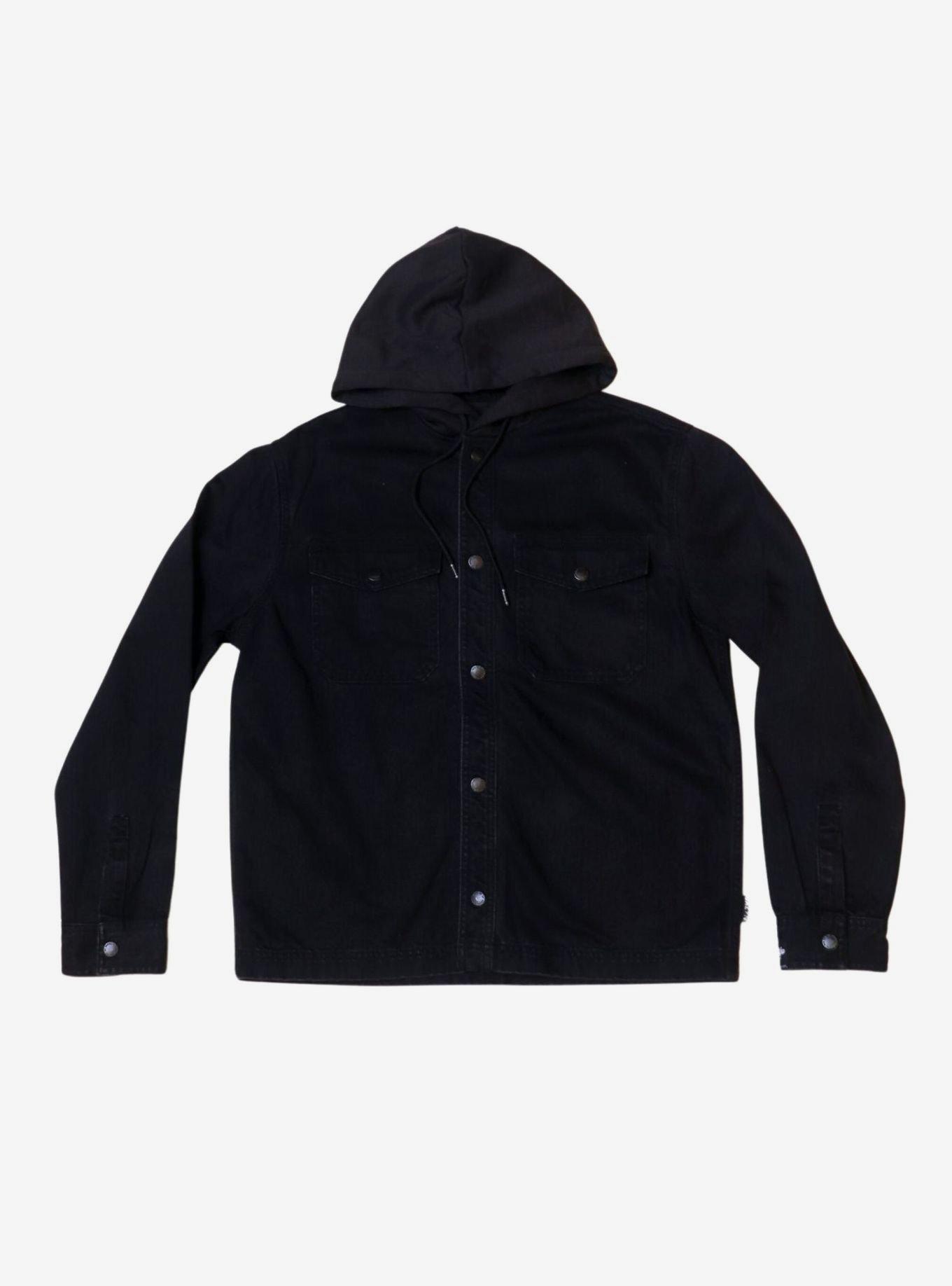 Black Bull Denim Snap Front Hooded Jacket, BLACK, hi-res