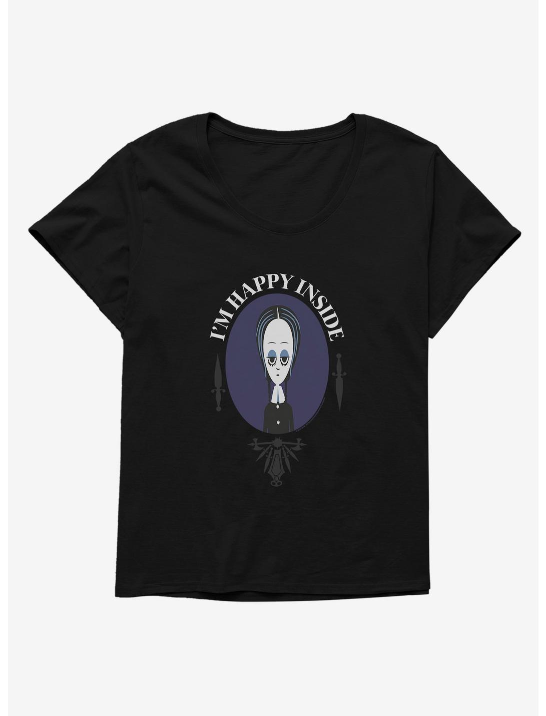 Addams Family Movie I'm Happy Inside Womens T-Shirt Plus Size, BLACK, hi-res