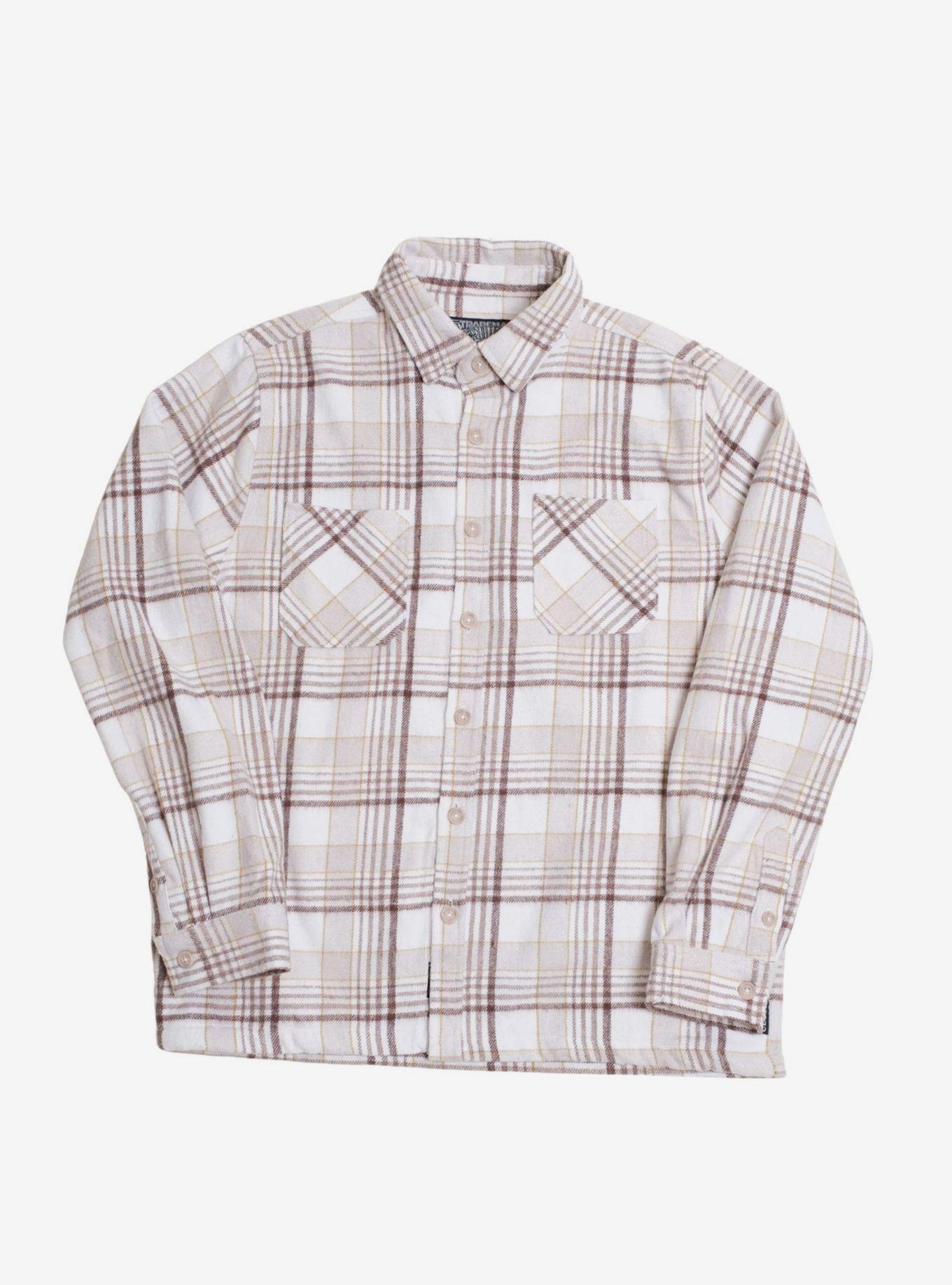 Cream Heavy Flannel Shacket, , hi-res