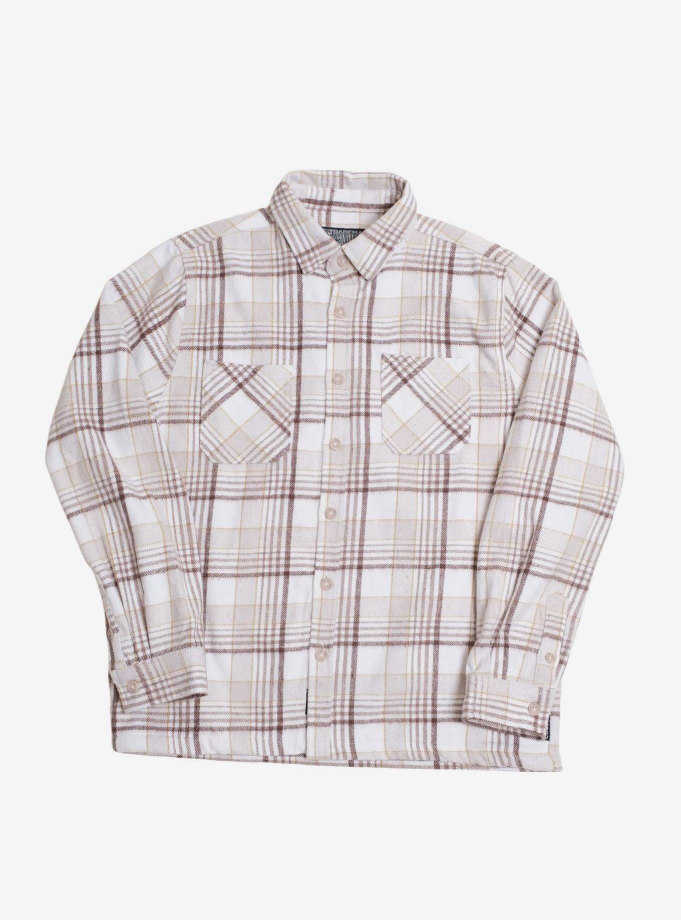 Cream Heavy Flannel Shacket, IVORY, hi-res