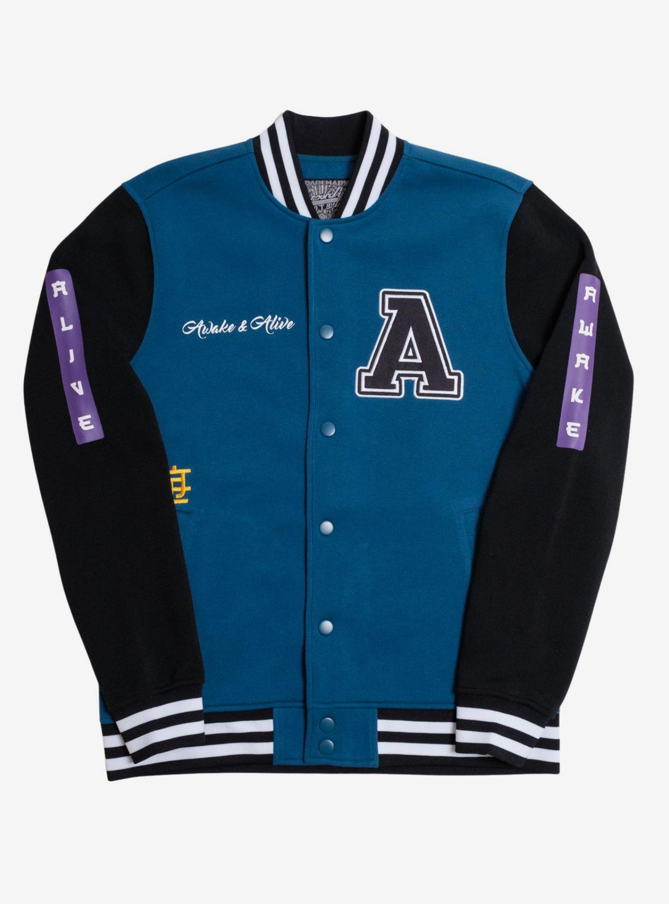 Dark Teal Awake & Alive Fleece Bomber Jacket, BLUE, hi-res