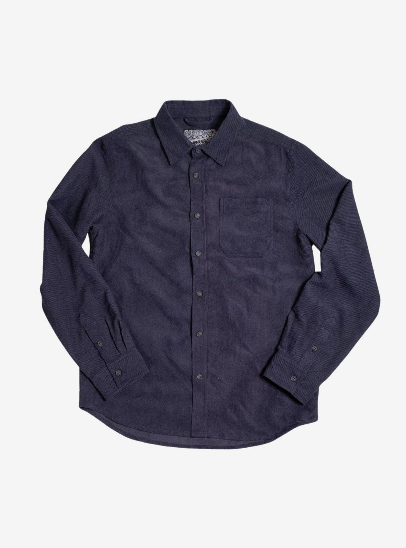 Navy Corduroy Button-Up | Hot Topic