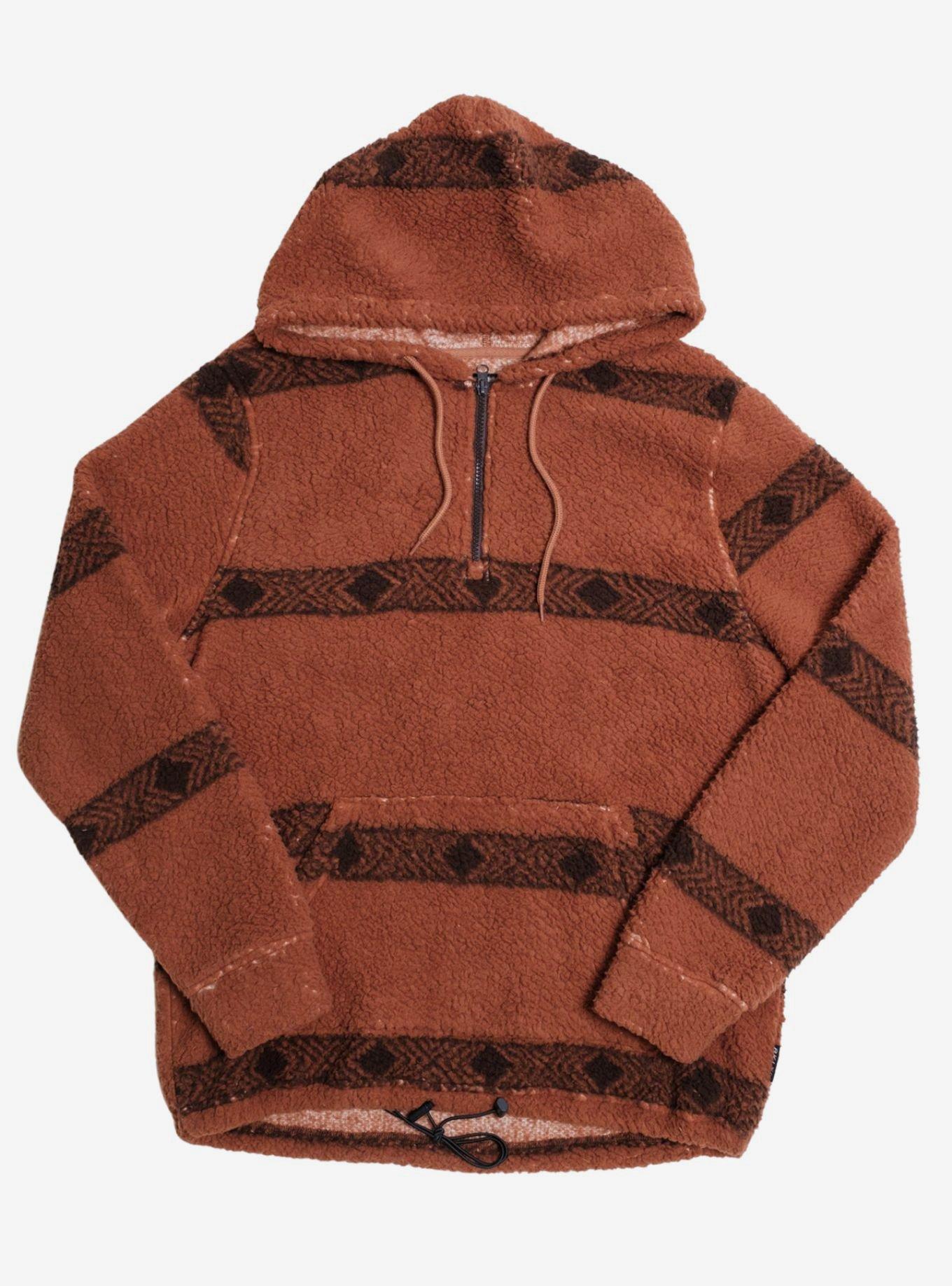 Raw Hide Arrow Stripe Sherpa Quarter Zip Hoodie, ORANGE, hi-res