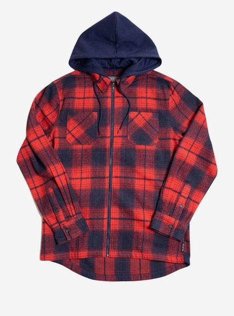 Red black best sale flannel hoodie