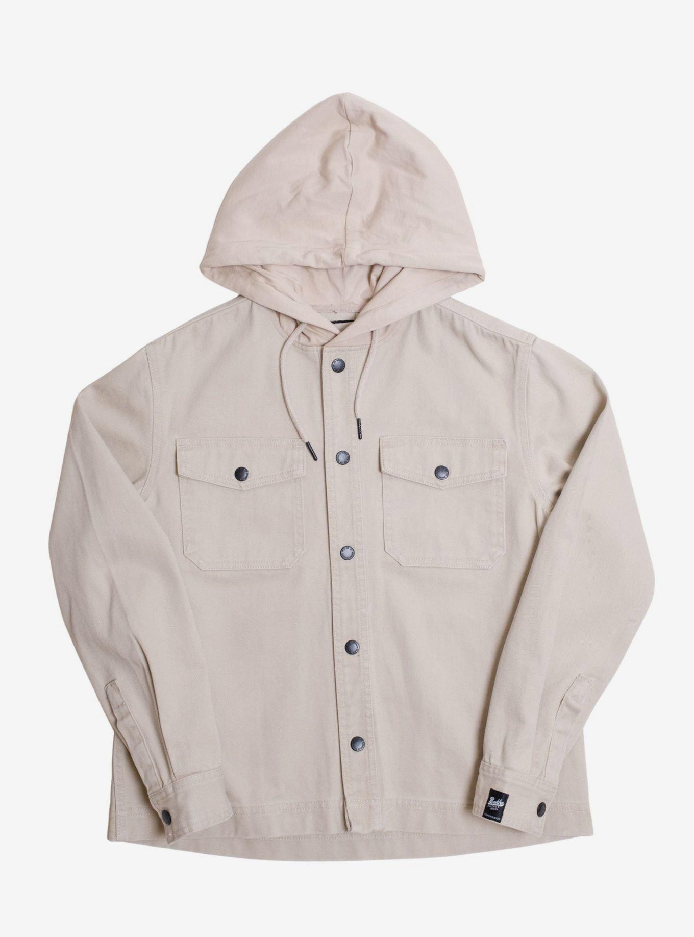 Sand Bull Denim Snap Front Hooded Jacket, BEIGE, hi-res