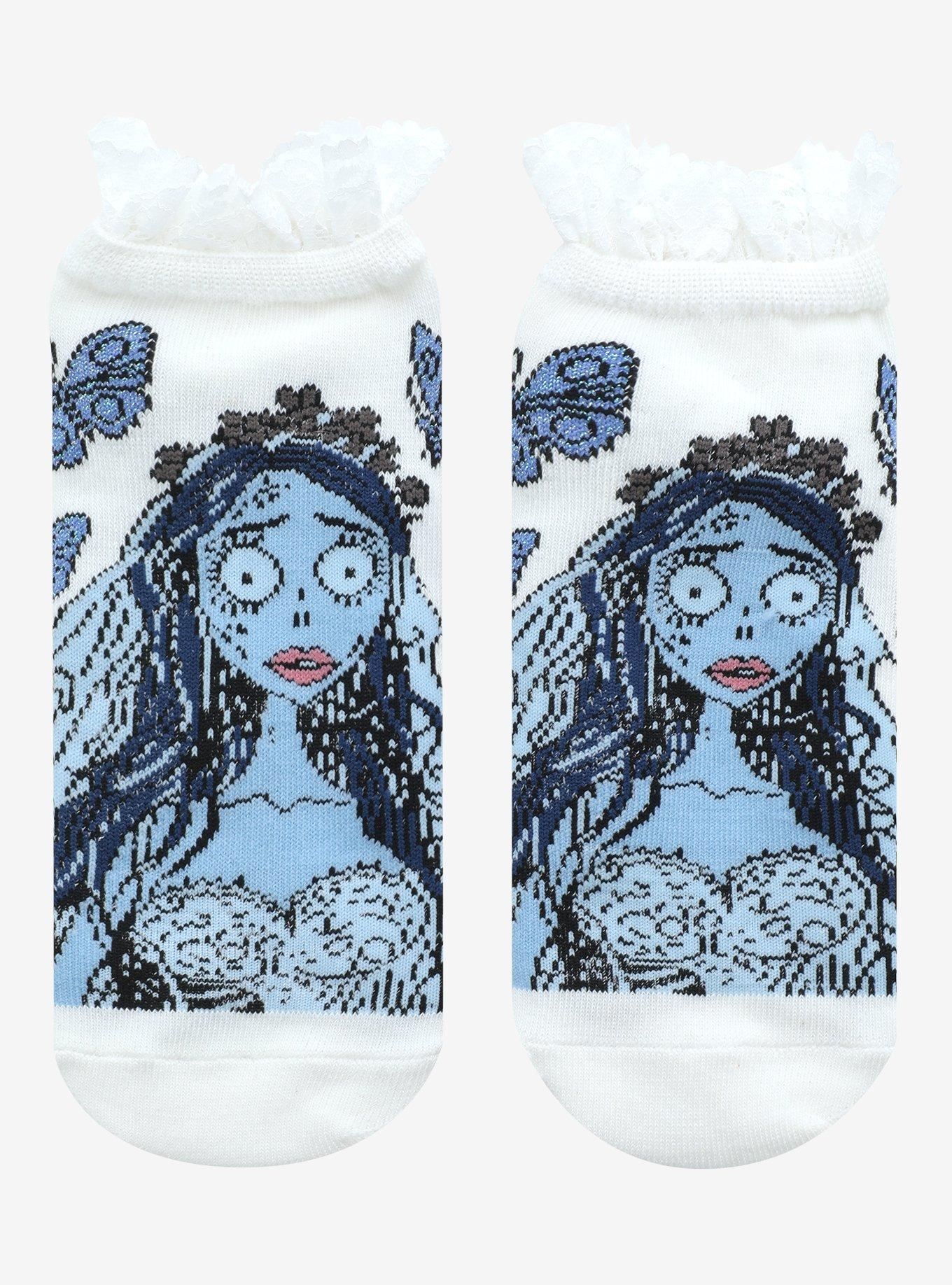 Corpse Bride Emily Butterfly Lace No-Show Socks, , hi-res
