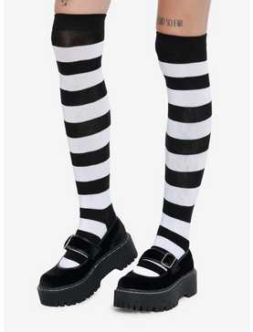 Black & White Stripe Knee Highs, , hi-res