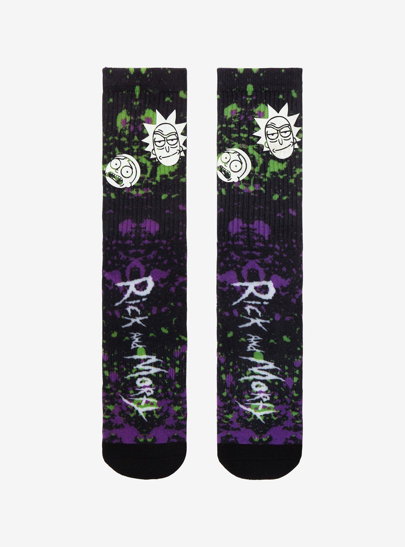 Rick And Morty Heads Paint Splatter Crew Socks, , hi-res