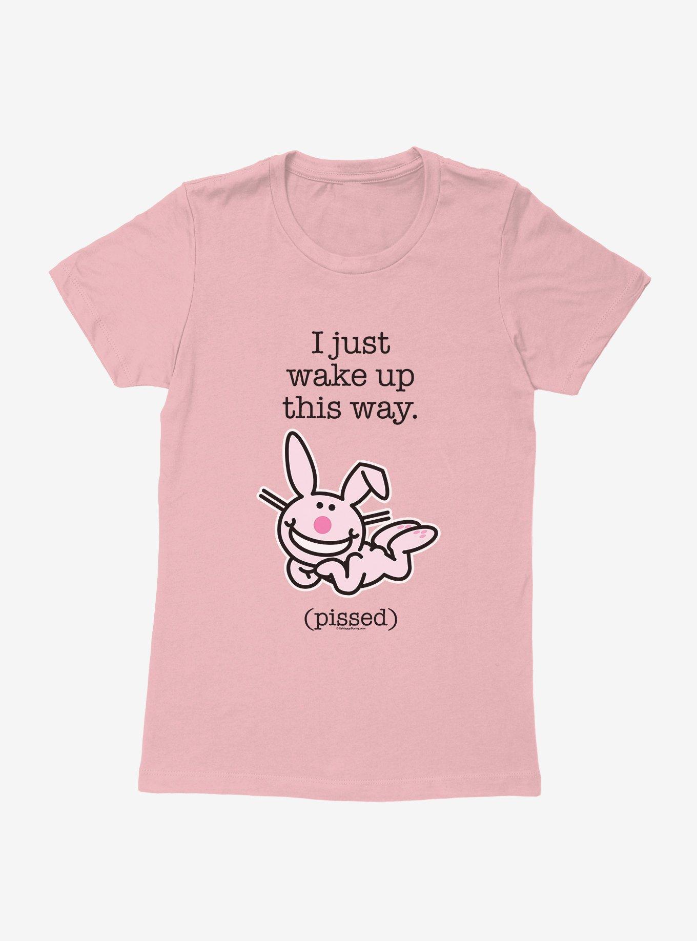 It's Happy Bunny I Wake Up Pissed Womens T-Shirt, LIGHT PINK, hi-res