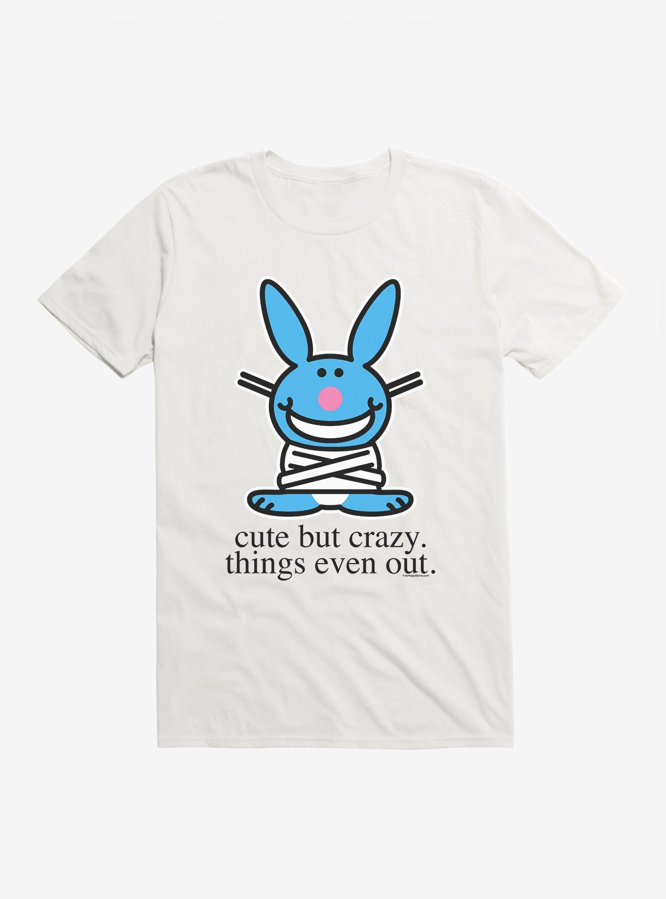 It's Happy Bunny Cute But Crazy T-Shirt, WHITE, hi-res