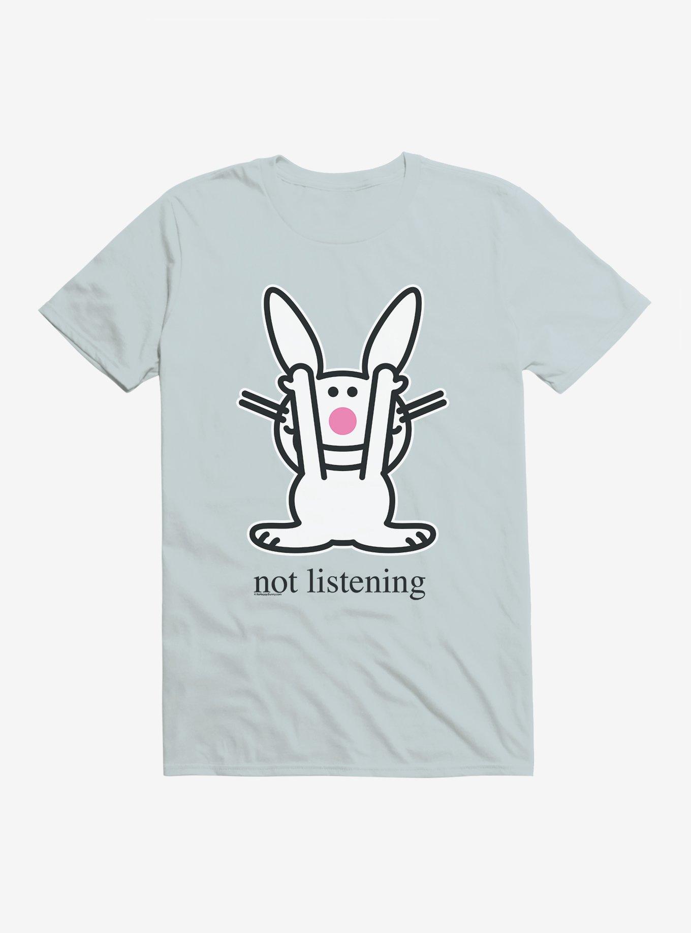 It's Happy Bunny Not Listening T-Shirt, LIGHT BLUE, hi-res