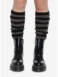 Black & Grey Stripe Slouch Knee-High Socks, , hi-res