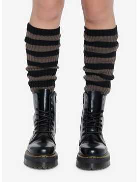 Black & Grey Stripe Slouch Knee-High Socks, , hi-res