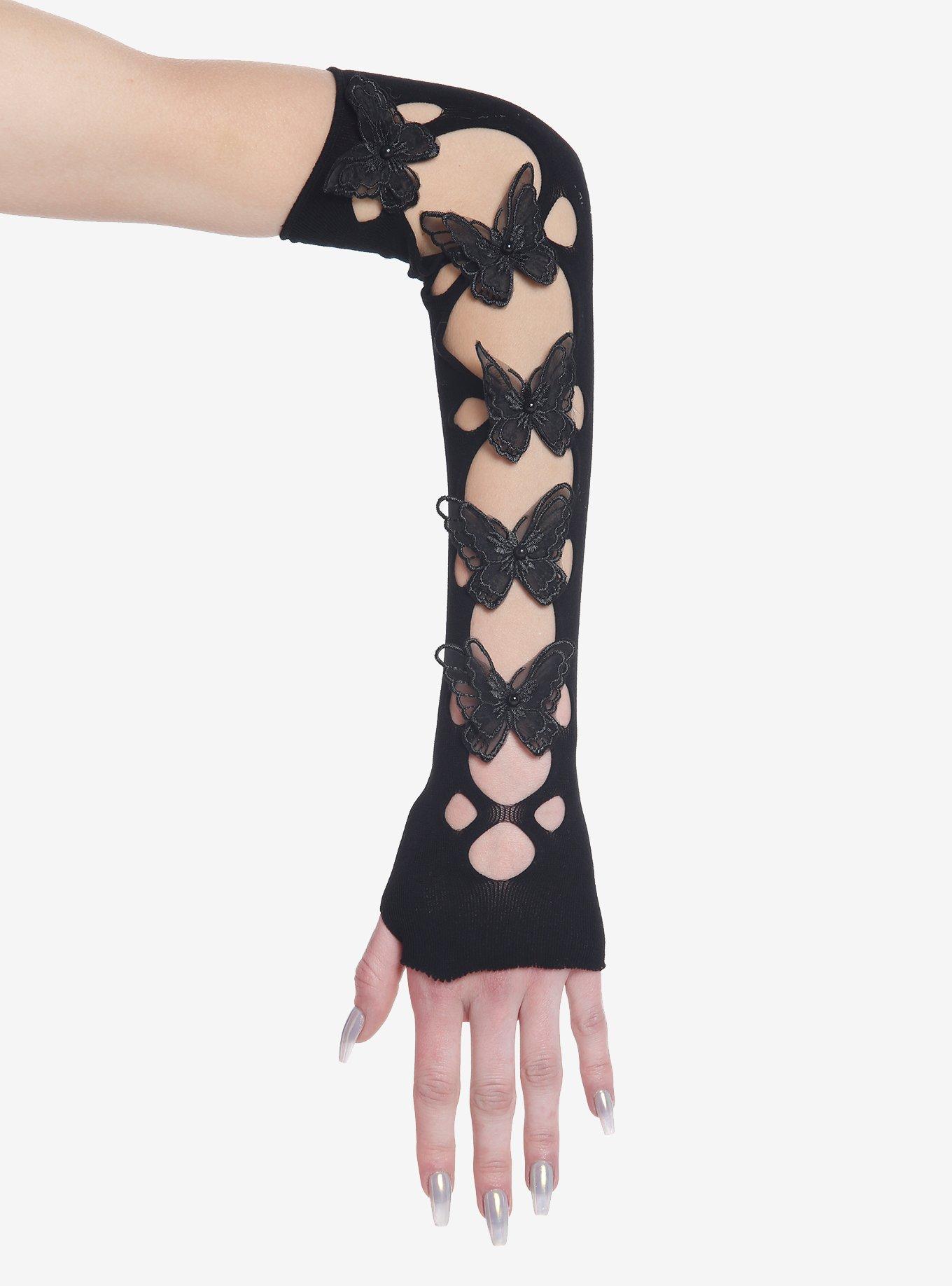 Black Butterfly Cutout Arm Warmers | Hot Topic