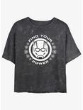 Marvel Ant-Man and the Wasp: Quantumania Find Your Power Badge Mineral Wash Womens Crop T-Shirt, BLACK, hi-res