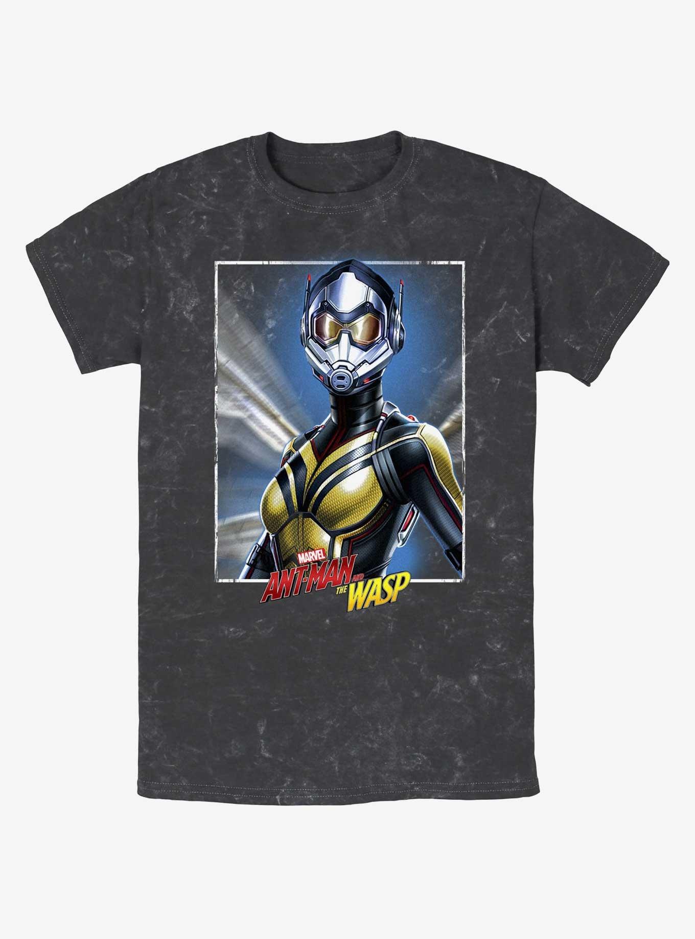 Marvel Ant-Man and the Wasp: Quantumania Wasp Portrait Mineral Wash T-Shirt, BLACK, hi-res