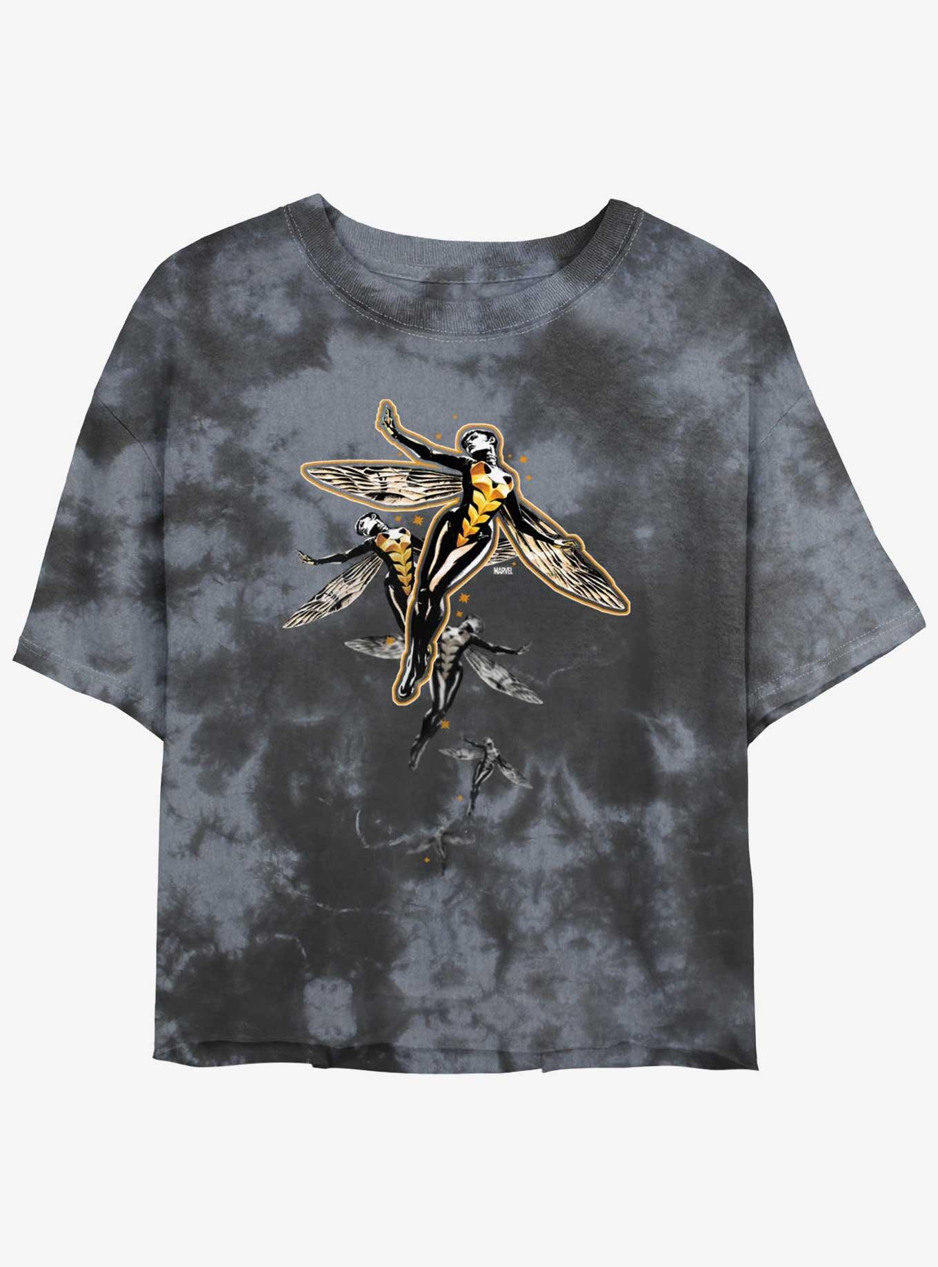 Marvel Ant-Man Wasp Flight Tie-Dye Womens Crop T-Shirt, BLKCHAR, hi-res