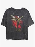 Marvel Ant-Man and the Wasp: Quantumania Wasp Wings Mineral Wash Womens Crop T-Shirt, BLACK, hi-res