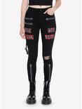 Black Zipper Grommet Super Skinny Jeans, BLACK, hi-res