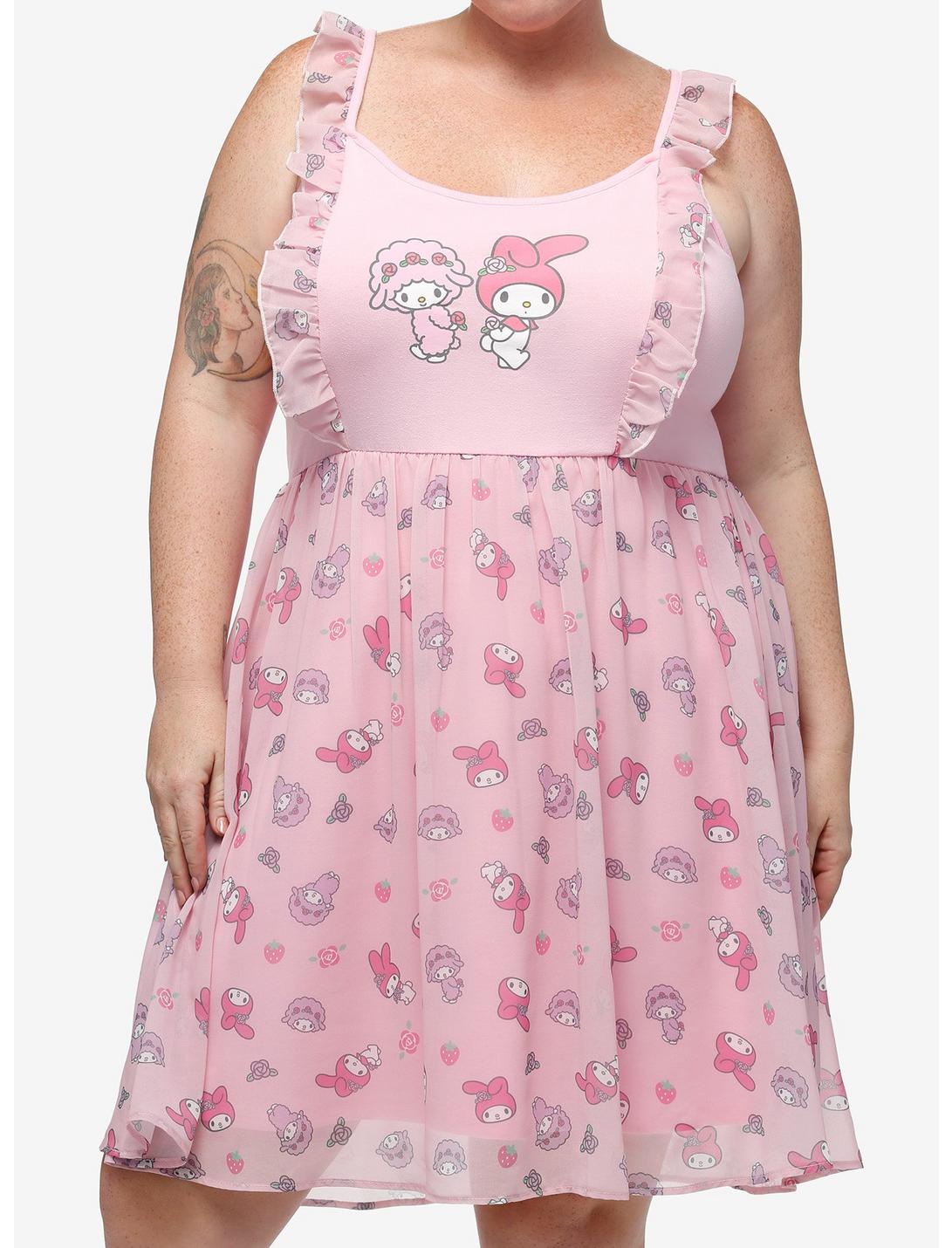 My Melody & My Sweet Piano Flutter Dress Plus Size, MULTI, hi-res