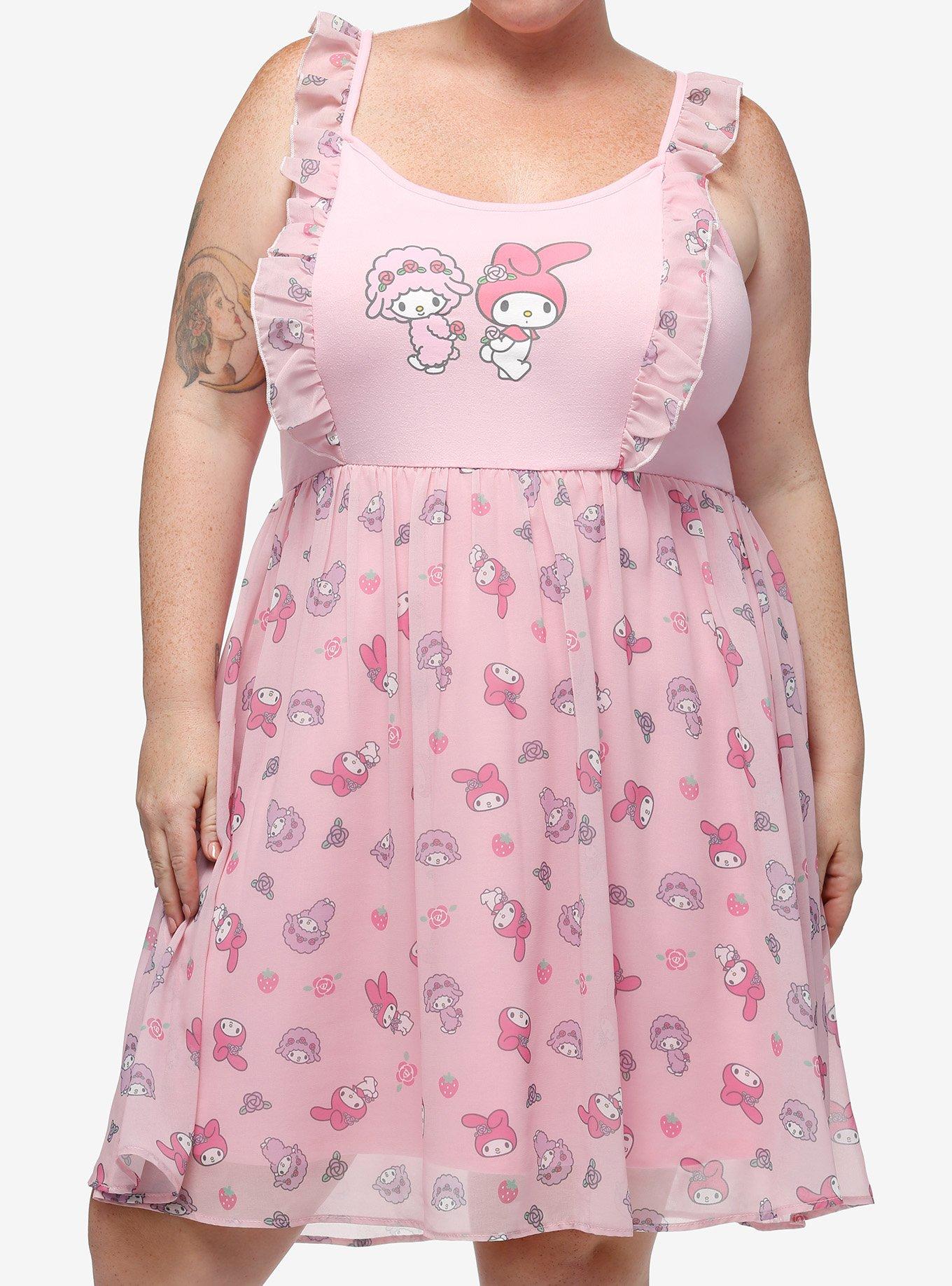 My Melody & My Sweet Piano Flutter Dress Plus Size, MULTI, hi-res