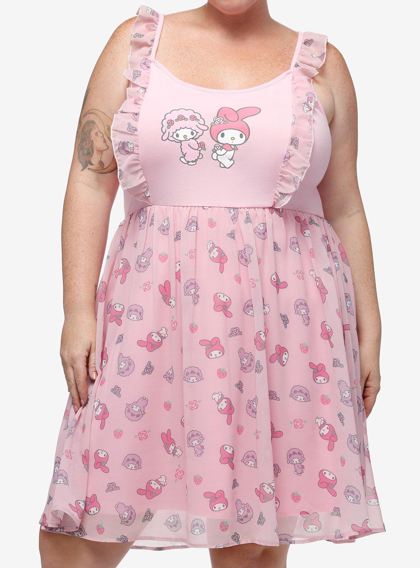 My Melody & My Sweet Piano Flutter Dress Plus Size, , hi-res