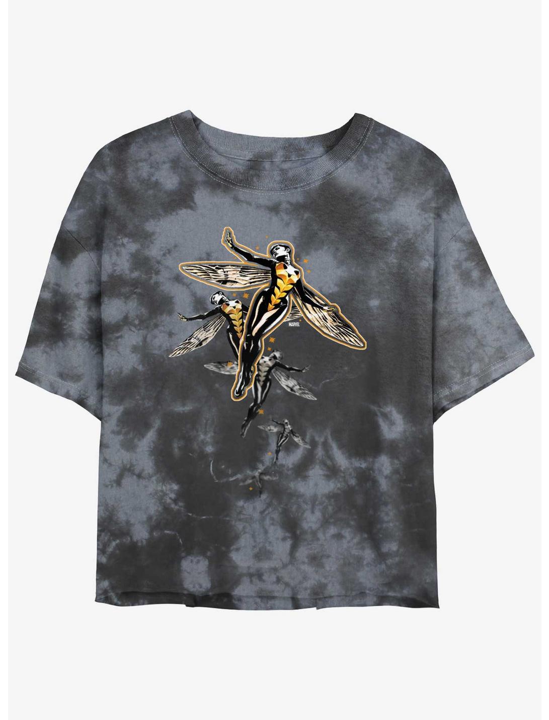 Marvel Ant-Man Wasp Flight Tie-Dye Womens Crop T-Shirt, BLKCHAR, hi-res