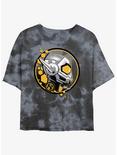 Marvel Ant-Man and the Wasp: Quantumania Wasp Stamp Tie-Dye Womens Crop T-Shirt, BLKCHAR, hi-res
