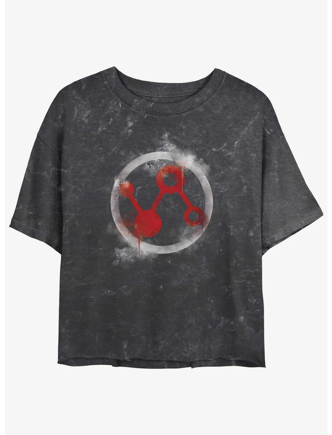 Marvel Ant-Man and the Wasp: Quantumania Pym Technologies Icon Mineral Wash Womens Crop T-Shirt, BLACK MINERAL WASH, hi-res