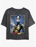 Marvel Ant-Man and the Wasp: Quantumania Wasp Portrait Mineral Wash Womens Crop T-Shirt, BLACK MINERAL WASH, hi-res