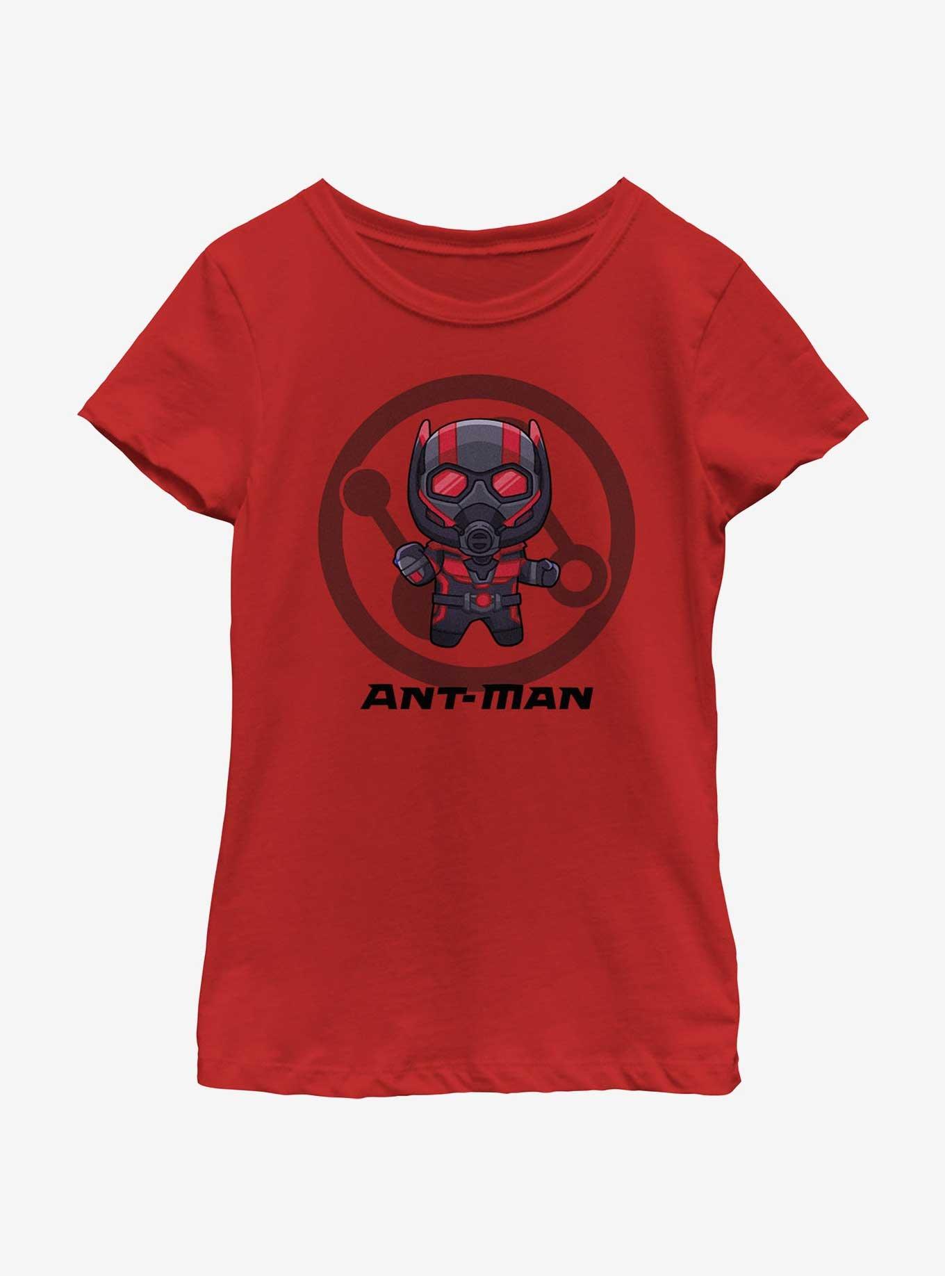 Marvel Ant-Man and the Wasp: Quantumania Chibi Quantum Ant-Man Badge Youth Girls T-Shirt, RED, hi-res