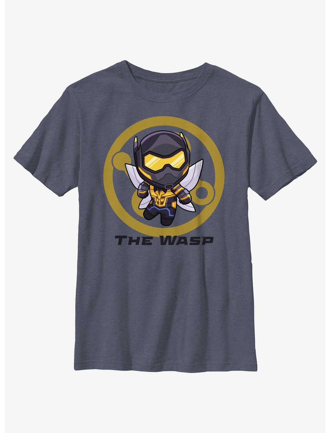 Marvel Ant-Man and the Wasp: Quantumania Chibi Quantum Wasp Badge Youth T-Shirt, NAVY HTR, hi-res