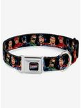 DC Comics Justice League Elite Forces Superheroes Seatbelt Buckle Dog Collar, MULTICOLOR, hi-res