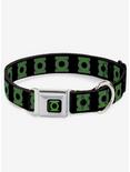 DC Comics Justice League Green Lantern Logo Black Green Seatbelt Buckle Dog Collar, BLACK, hi-res