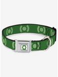 DC Comics Justice League Green Lantern Logo Weathered Greens Seatbelt Buckle Dog Collar, GREEN, hi-res