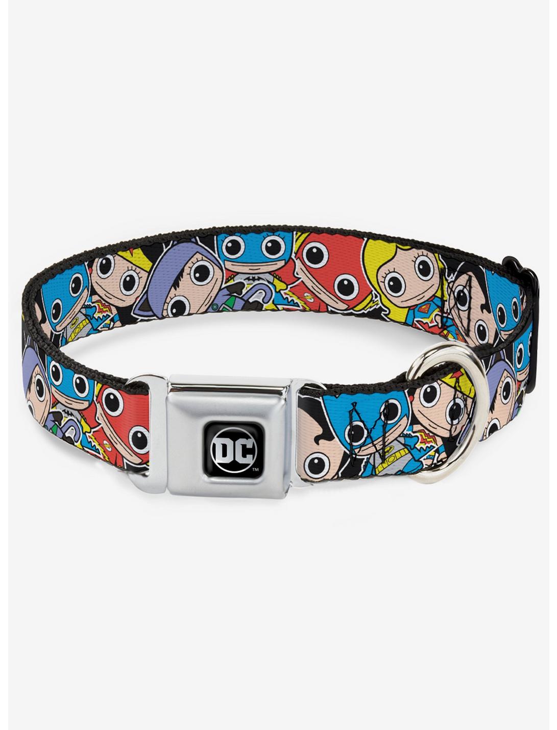 DC Comics Justice League Mini Group Seatbelt Buckle Dog Collar, BLACK, hi-res