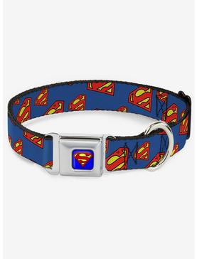 DC Comics Justice League Super Shield Diagonal Royal Seatbelt Buckle Dog Collar, , hi-res