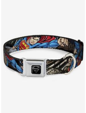 DC Comics Justice League Superman Metropolis Face Off Seatbelt Buckle Dog Collar, , hi-res