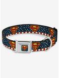 DC Comics Justice League Superman Shield Americana Seatbelt Buckle Dog Collar, RED, hi-res