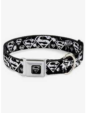 DC Comics Justice League Superman Shield Splatter Seatbelt Buckle Dog Collar, , hi-res